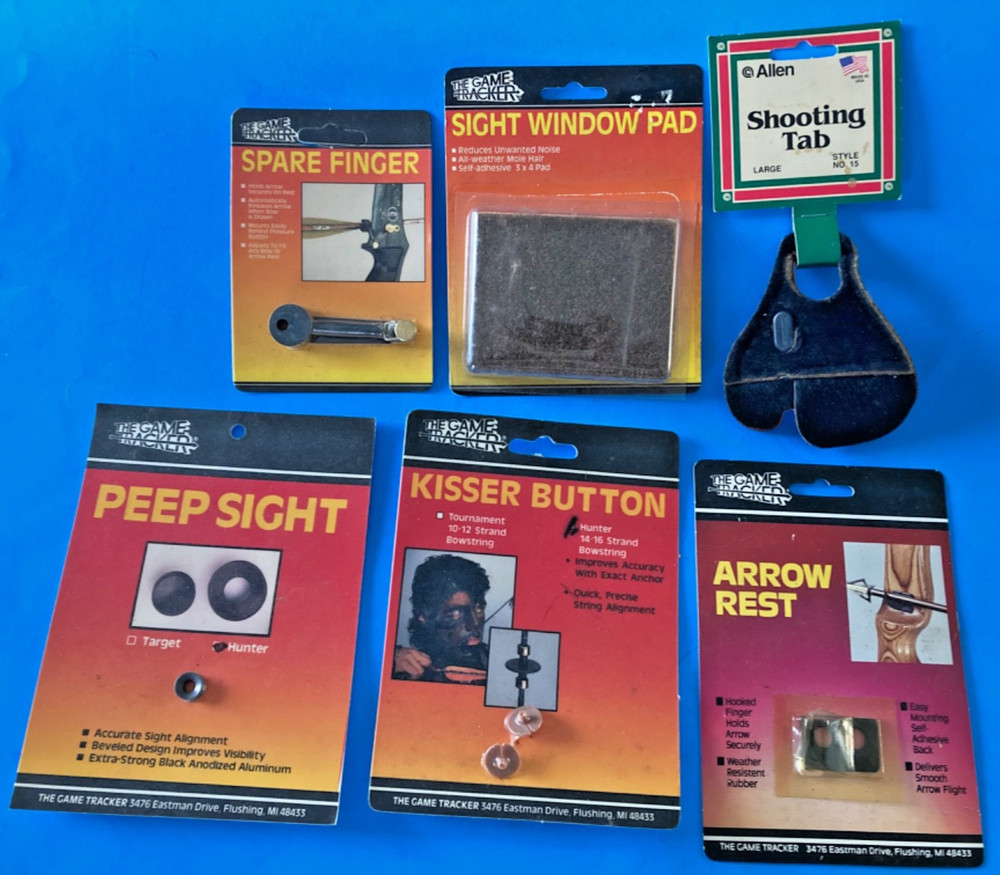 VTG LOT 6 NOS TRAD ARCHERY VINTAGE ALLEN GAME TRACKER SHOOTING TAB SPARE FINGER