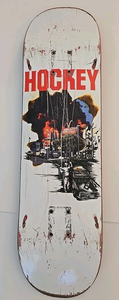 Hockey Skateboard Deck Street Protest Graphic Red Logo Dill AVE Used Deck