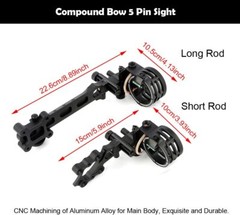 Compound Bow Sight 5 Pin Micro Adjustable 4X 6X 8X Lens Archery Hunting RH LH