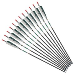 12Pcs Carbon Arrows 30»/32″ Spine 500 Changeable Tips 7.6mm Real Turkey Feather