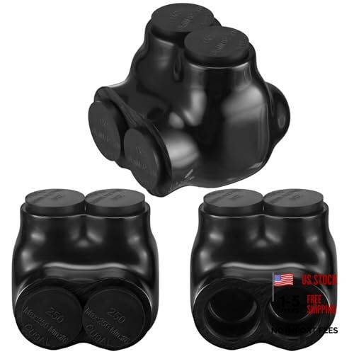 3 Pcs Black Insulated Multi Cable 250-6 Wire Range, 2.22″L x 2.3″W x 2″H