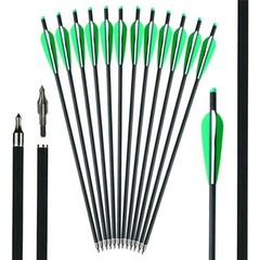12Pcs 20″ Carbon Crossbow Bolts Arrows Archery Hunting with 4″ Vane Replaced Tip