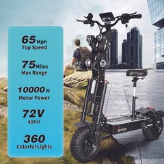 Foldable Dual Motor 14″ 10000W 50A Strong Power Electric Scooter Fast Speed Necg