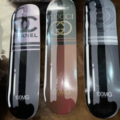 3 DENIAL CHANEL GUCCI BALENCIAGA PARIS SKATE DECK 1XRUN RARE ART Print LOT
