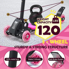 Gift For Kids age 3~7 beginner fun 3 Wheels Foldable Kick Scooter light weight