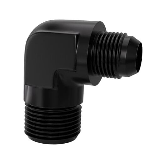 8AN to 3/4″ NPT 90 Degree Black Aluminum Male Fitting YZSTL-8AN-3/4NPT-90