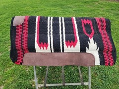 Showman Western Saddle Pad Wool/felt & Fleece 32 X 34 Black & Red EUC