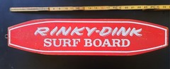 Vintage Wooden Rinky Dink Surf Board Metal Steel Wheels 24″ Skateboard 1960s