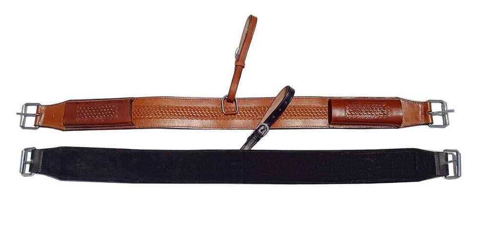 Western Leather Horse Saddle Cinch Saddle Girth Bucking Strap Trail Tack 38″ in
