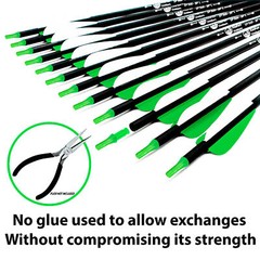 12Pcs 30» Archery Carbon Arrows 100 grain Broadheads Quiver Bow Target Hunting