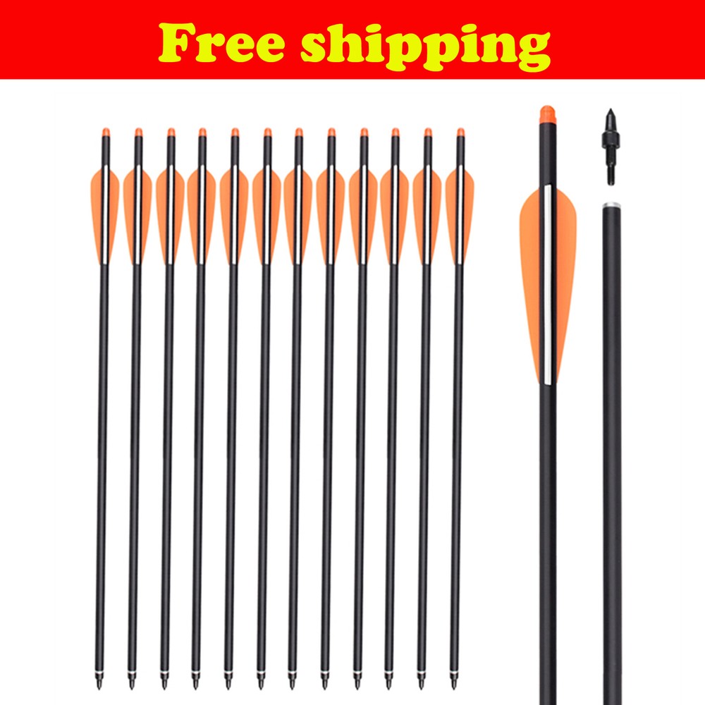 6/12PCS Carbon Arrows Bolts Archery Bow Outdoor Hunting for Crossbow 16-22″ US