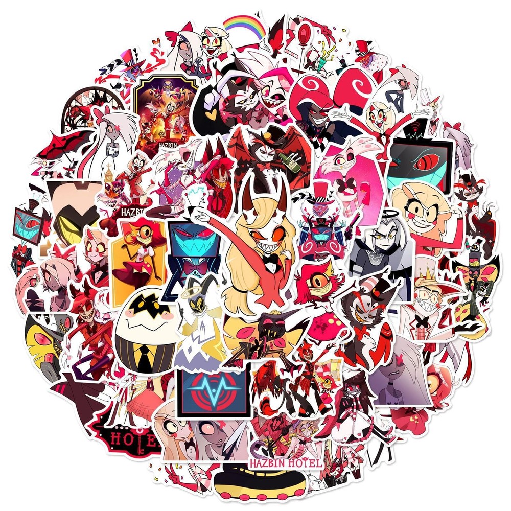 50Pcs Hazbin Cartoon Hotel Stickers Mixed Pack,Cartoon Characters Stickers Mo…