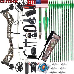 Archery RH Camo Compound Bow 30-70lbs 310FPS&Carbon Arrows Set for Hunting Shoot