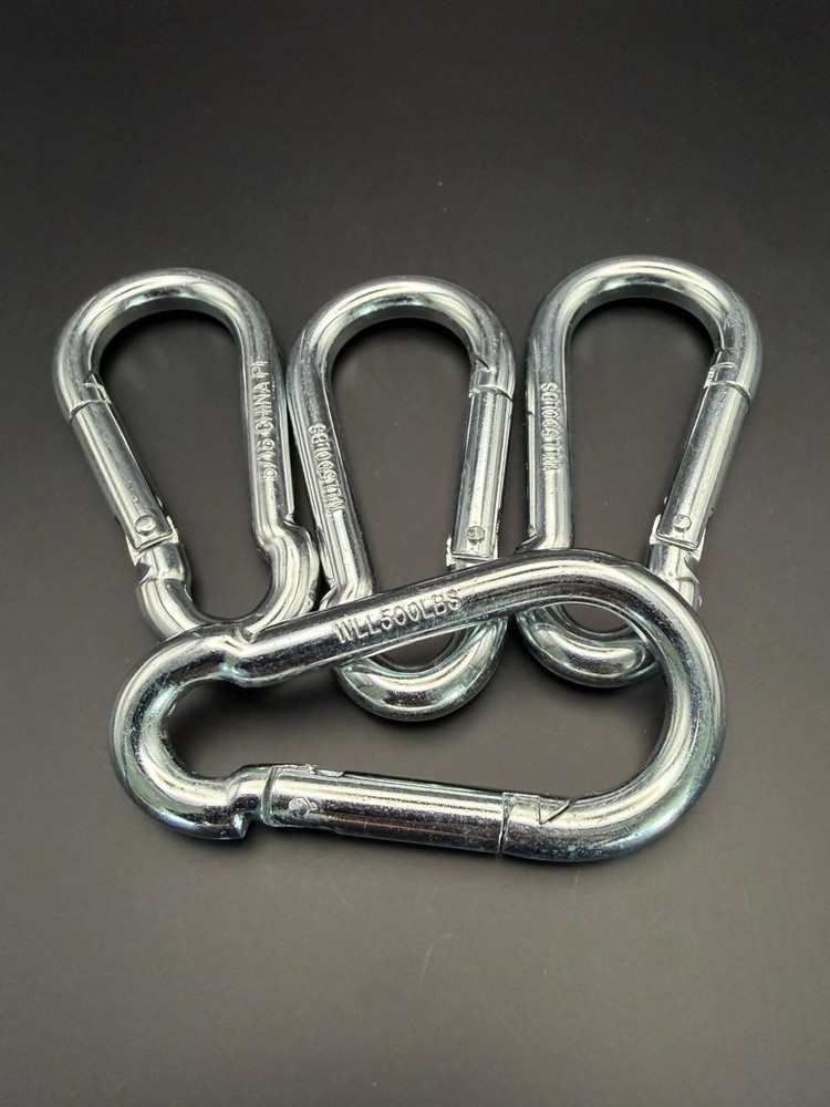 4 Pack 5/16″ Snap Hook Carabiners 500 LBS WLL Zinc Plated Steel $12.99