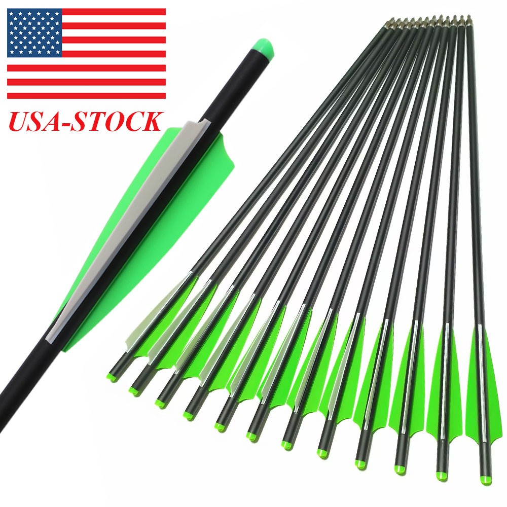 12/24 PACK 20 inch Hunting Carbon Crossbow Bolts Half Moon Nocks OD 8.8mm Arrows