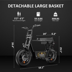 Electric Scooter With Seat 1500W 48V 15Ah 25MPH E-Scooter w/ Basket Motorcycle