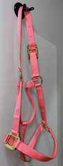 NEW PINK LARGE 1100 – 1500 LBS NYLON HORSE HALTER GOLD TONE HARDWARE