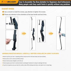 TOPARCHERY Archery 57 Takedown Youth Recurve Bow Hunting Black Long Bow for Begi