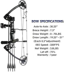 Compound Bow Draw Weight 0-70 Lbs for Pull Beginner and Intermediate Archer F…