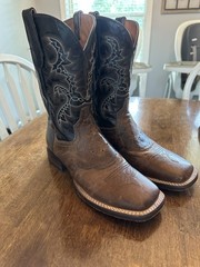 Dan Post Men’s Western Cowboy Boots Brown/Black Leather Square Toe 10D