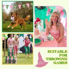 12 Pack Witch Bean Bag Cornhole Tossing Game Wizard Party Supplies Pink & Green