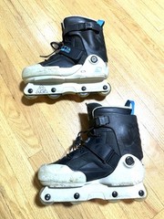 K2 Fatty Pro Aggressive Inline Skates Black/Blue Rollerblades – US size Mens 10
