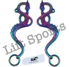 Rainbow Multi Color Dragon Hackamore Cheeks Bitless Horse Bit English Western