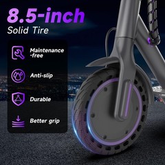 Electric Scooter 8.5» Solid Tires 350W 19MPH 36V Folding App Controlled UL2272