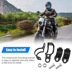 Motorcycle Turn Signal Light Bracket, 2 Pairs Metal Motorbike Fork Black