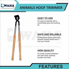 34″ Heavy Duty Animal Hoof Trimmer With Wooden Handle And 5″ Black Cutting Head