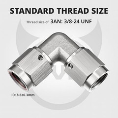 3AN Female to 3AN Female 90 Degree Swivel Brake Line Fitting, AN Adapter