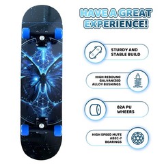 Nattork 31 Inch Complete Skateboard with PU 31 inches x 8″, Cosmic Butterfly