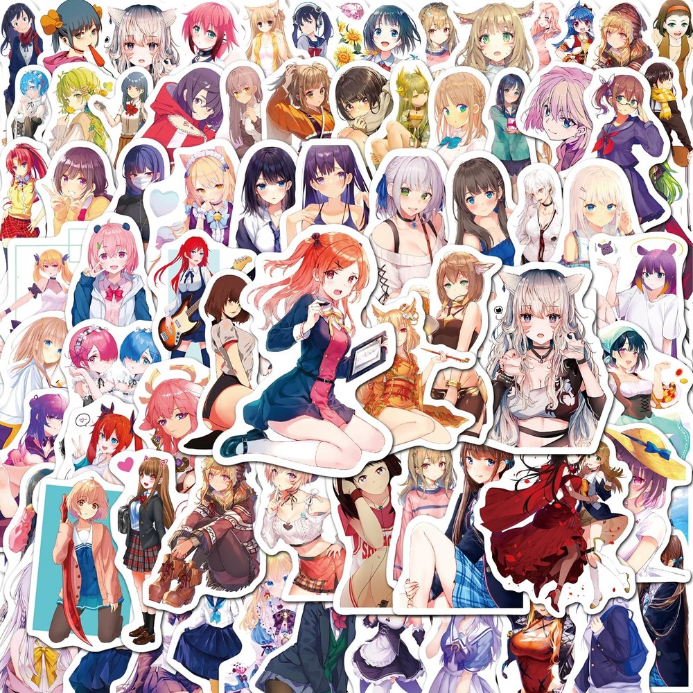 200 Pcs Sexy Anime Girl Stickers Waterproof Kawaii Girl Stickers for Bottles