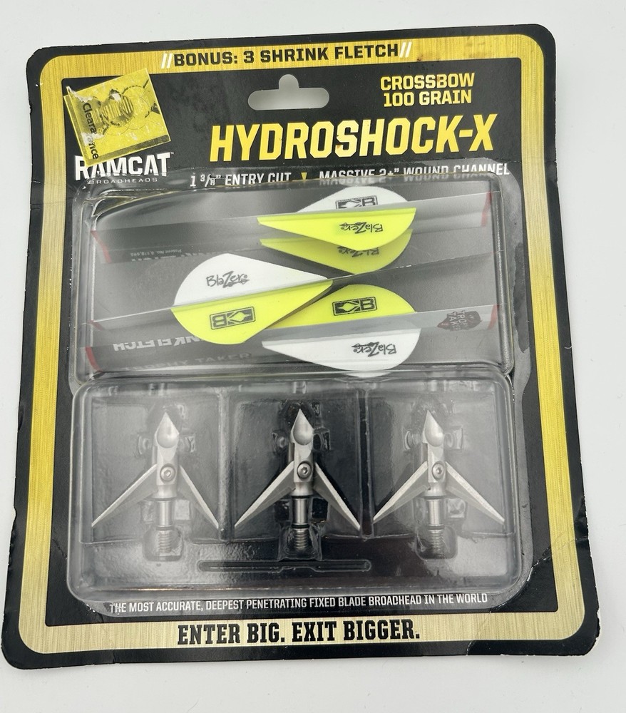 NEW PIVOTING BROADHEADS Hyrdoshock-X Composite Array Silver 100 Grain RAMCAT