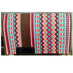 Premium Beautiful Western Saddle Show Blanket 34*38 Brown Turquoise Orange.