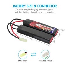 Tenergy 9.6V Airsoft Battery 2000mAh NiMH Battery Pack Mini Tamiya Connector