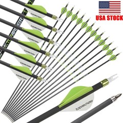 30″ Pure Carbon Arrows SP 300/350/400 Straightness .003 Archery Hunting Target
