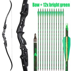 Archery ILF Bow 62″ Recurve Bow RH Aluminum Riser 12X Carbon Arrows 25-60lbs