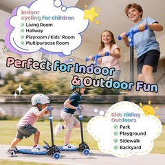 Adjustable Kick Scooter for Kids 5-12, 3-Wheel Light Up, Lean to Steer, Foldable