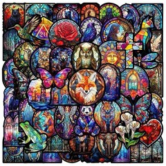 25Pcs Random Gothic Stained Glass Religious Art Waterproof Stickers