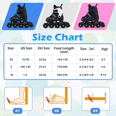 Kids’ Inline Skates for Boys Girls Ages 5-7, 4 Sizes Adjustable Blade Roller