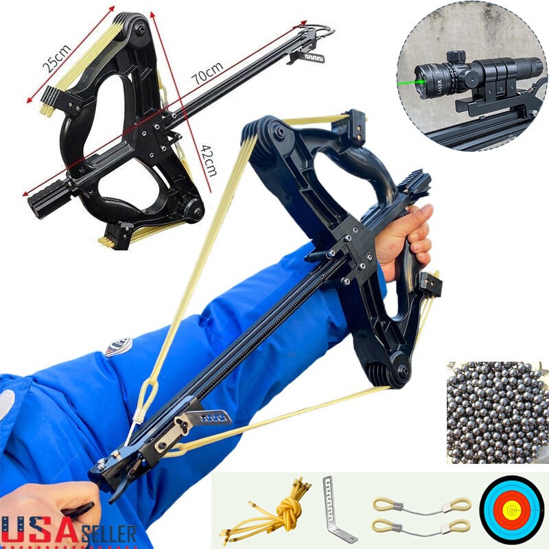 60LBS Compound Bow Slingshot Laser Bow Fun Men Outdoor Shooting Steel Balls Set
