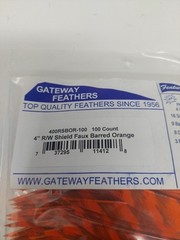 100 Pack Gateway Feathers 4″ Right Wing: Shield Faux Barred Orange 400RSBOR-100