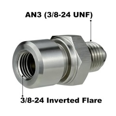 3AN Male to 3/8-24 Inverted Flare Female Adapter for 3/16″ 3AN to 3/8×24 – 1PC