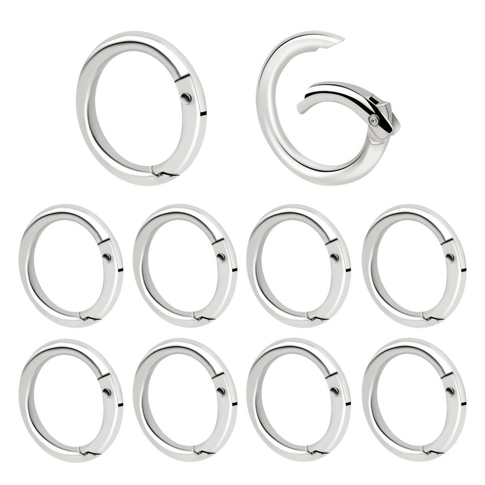 10 Pcs Spring O Rings Metal Round Rings Round Snap Clip Keychain Buckle