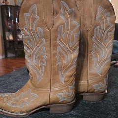 J.B. Dillon Reserve Women’s Tan Leather Western Boots Silver Stitch 9.5
