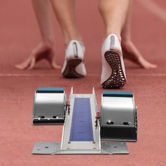 Adjustable Track Starting Blocks Aluminum Alloy Rail Rubber Pedals Silver/Blue