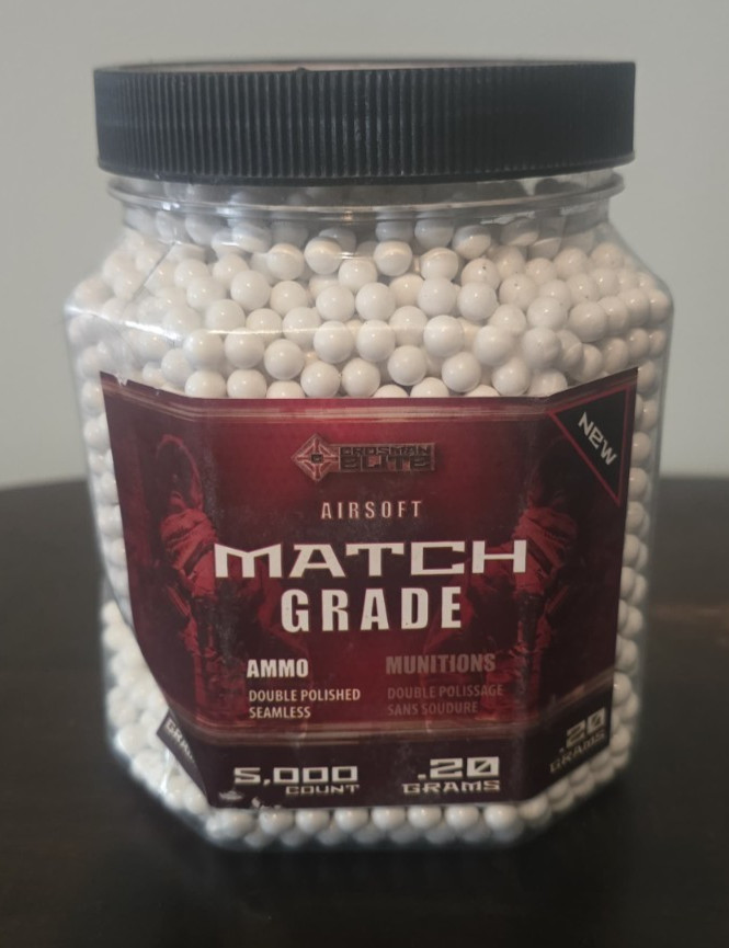 Crosman Elite Match Grade 6mm Airsoft BBs – .20g – 5,000 Count – White