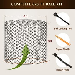 6×6 Ft Round Bale Hay Net for Horses – Knotless Slow Feeder Net with 2R