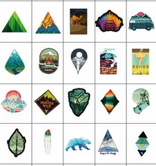 50Pcs Camping Landscape Stickers Pack Vinyl Laptop Skateboard Luggage Decals Lot